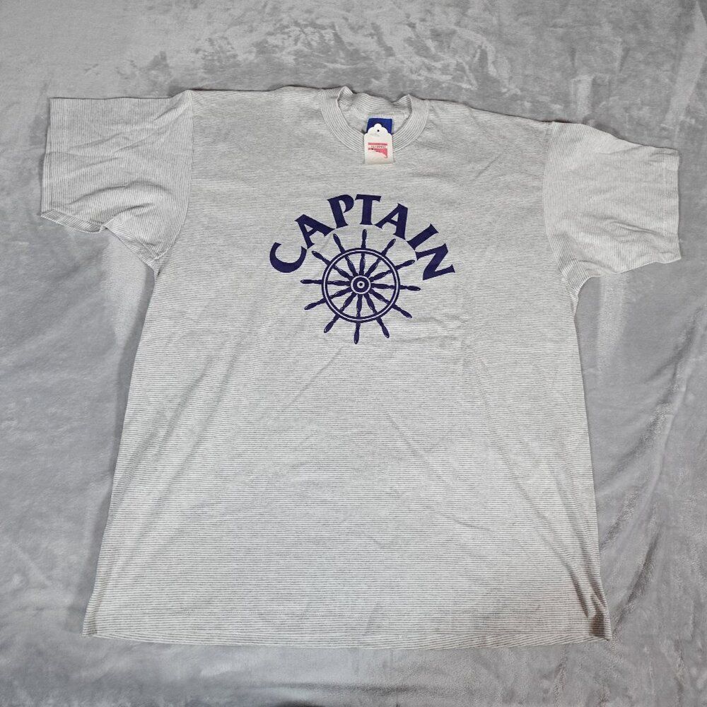 Vintage Captain Sailor Striped T Shirt Mens 2XL Made In USA 90s NWT